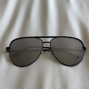Quay Australia Black Aviator Sunglasses with Gray Lenses